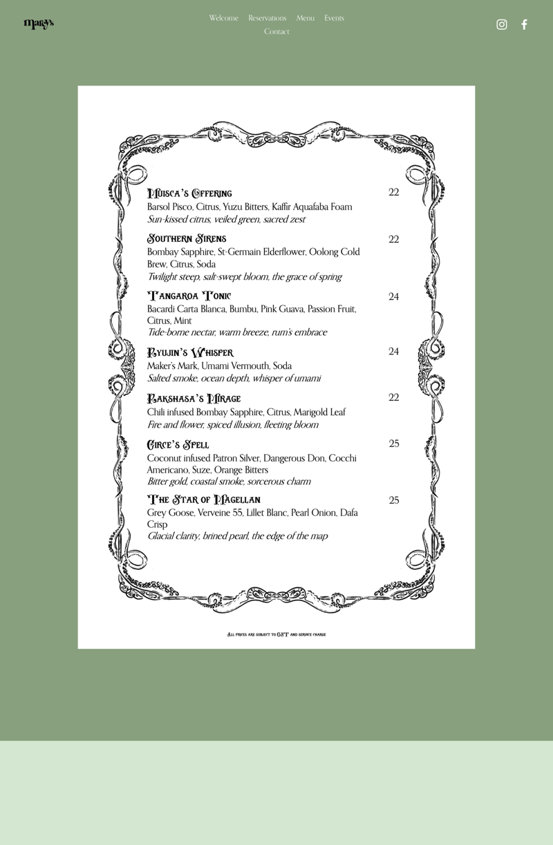 Menu page 1