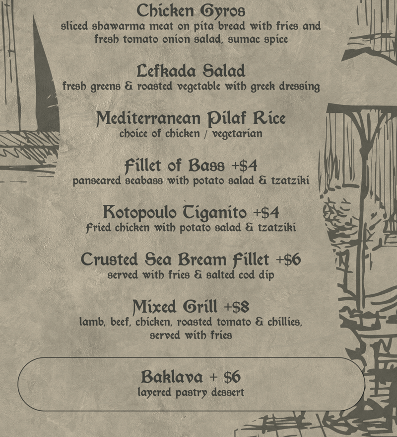 Menu page 1